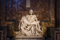 Michelangelos berömda pietà i Peterskyrkan, Vatikanen.