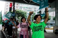 Anhängare till Taiwan Taipei-sidan i folkomröstningen om OS-rperesntationen-