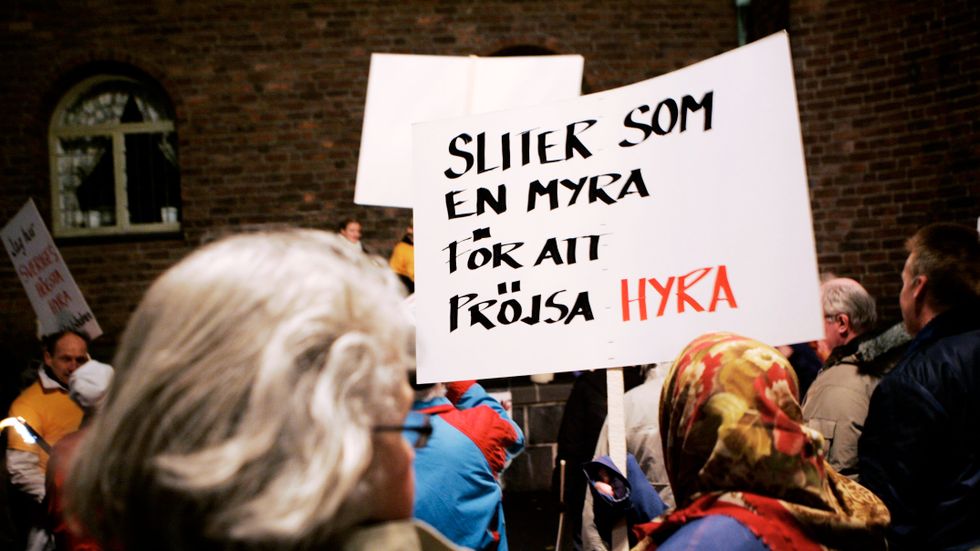 Hyresgästföreningen i Stockholm demonstrerar, arkivbild.