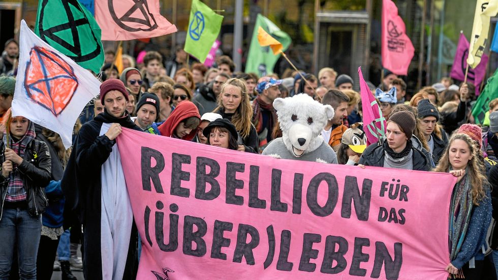 Aktivister från Extinction Rebellion i Berlin tidigare i år.