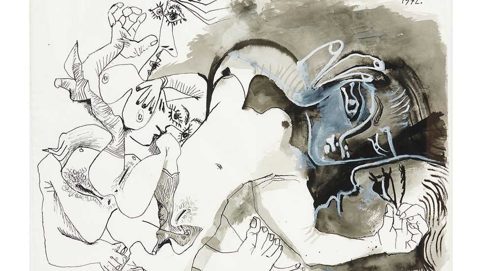 Pablo Picassos ”Nus”, bläck och gouache på papper och signerad 1972, året före konstnärens död, såldes för 8.600.000.