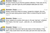 Sonjas uppmärksammade tweets om judar. Den sensaste överst i listan.