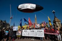Nafta-kritiska demonstranter i Ottawa i fredags, inför den nya förhandlingsrundan.