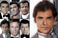 50 år med James Bond på bio: Sean Connery, George Lazenby, Roger Moore, Timothy Dalton, Pierce Brosnan och Daniel Craig. Till höger en sammanslagning av de sex skådespelarnas bilder till någon sorts kvintessens av agent 007. Ill: Alexander Rauscher