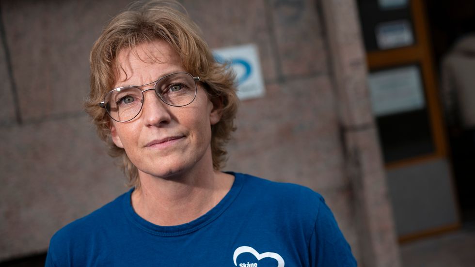 Ingrid Foschi Skåne Stadsmission vid verksamhetslokalerna för Café David i centrala Malmö.