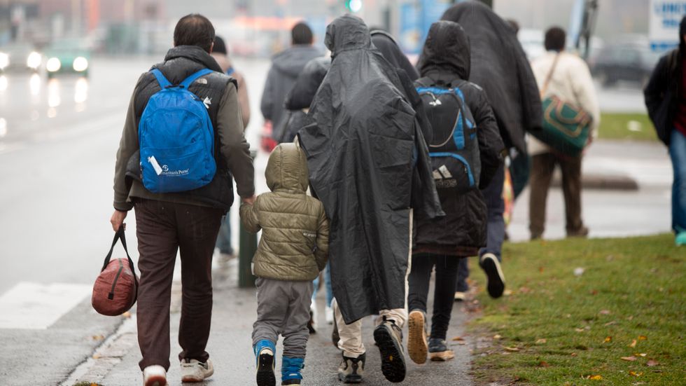 Nyanlända flyktingar i Malmö i fredags.