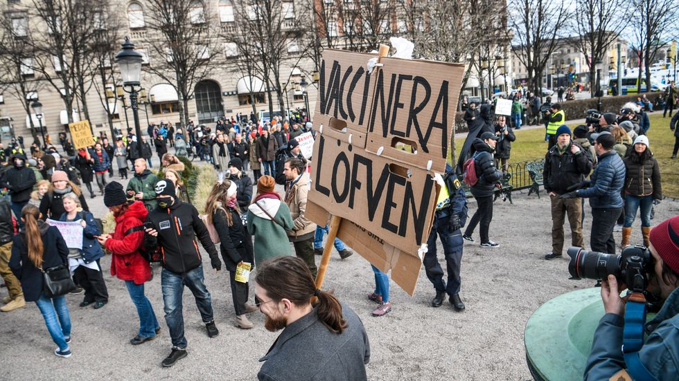 Bild från demonstrationen i Kungsträdgården i Stockholm.