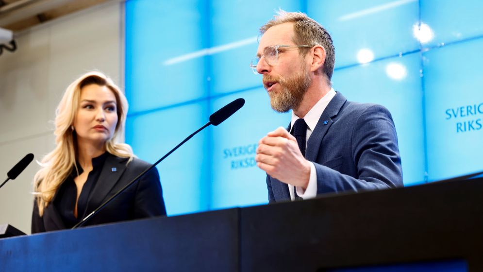 Kristdemokaternas partiledare Ebba Busch och ekonomisk-politiska talespersonen Jakob Forssmed.