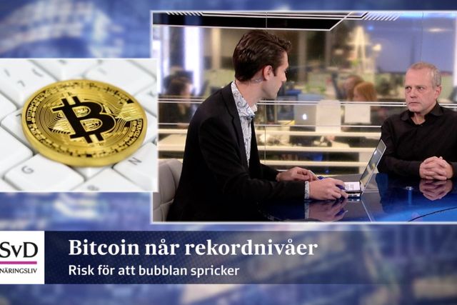 Mats Henricson, ordförande i Svenska Bitcoinföreningen, intervjuas av Ekonomistudions Håkan Montelius.