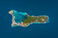 Flygbild över Grand Cayman, den största av Caymanöarna.