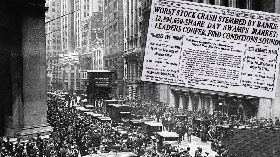 Wall Street 1929. På några få dagar raderas mer pengar än vad USA spenderat under första världskriget.
