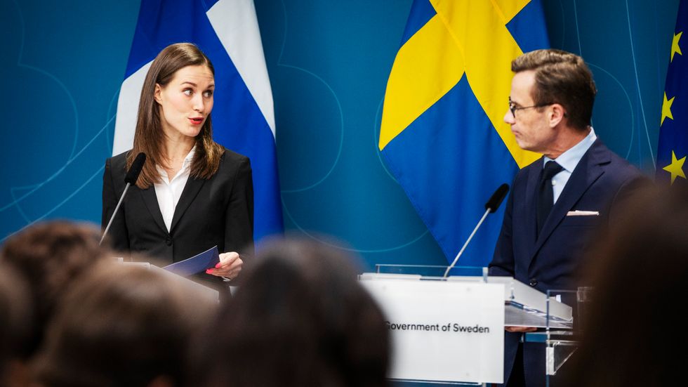 Finlands statsminister Sanna Marin och Ulf Kristersson.
