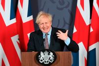 Storbritanniens premiärminister Boris Johnson i samband med att det nya brexitavtalet presenterades.