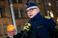 Rikspolischef Anders Thornberg på pressträff med anledning av det grova våldet och situationen i polisregion Stockholm.