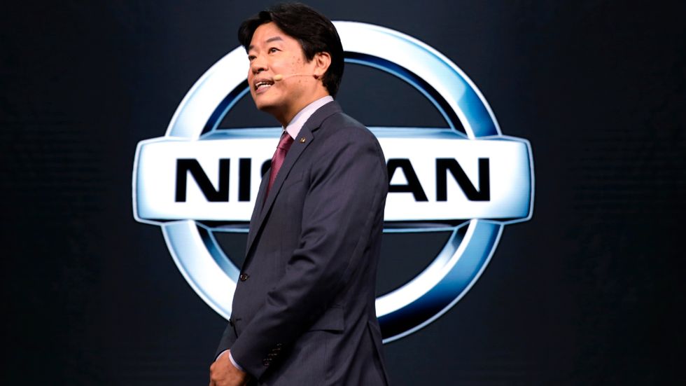 Nissans vice vd Kunio Nakaguro tvingas konstatera ett kraftigt vinstfall. Arkivbild.