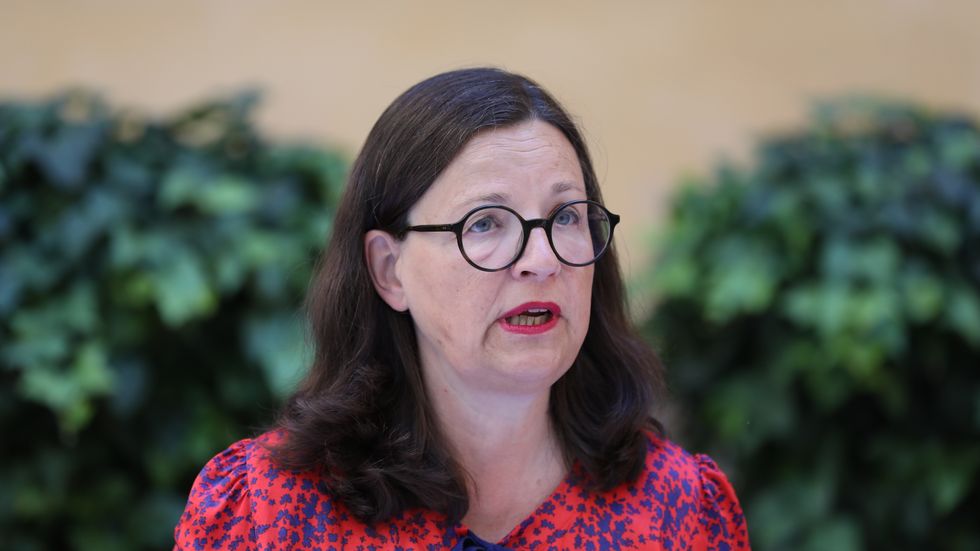 Utbildningsminister Anna Ekström presenterade ett förslag om att digitalisera de nationella proven vid regeringens sommarfika på torsdagen.