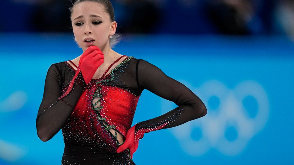 Kamila Valieva under lagtävlingen i OS.