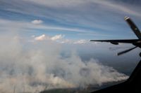 En skogsbrand fotograferad i juli 2018. Arkivbild.
