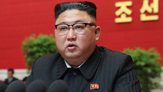 Nordkoreas ledare Kim Jong-Un under Arbetarpartiets kongress på onsdagen.