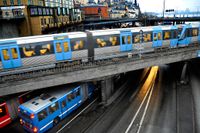Kollektivtrafik vid Slussen i Stockholm.