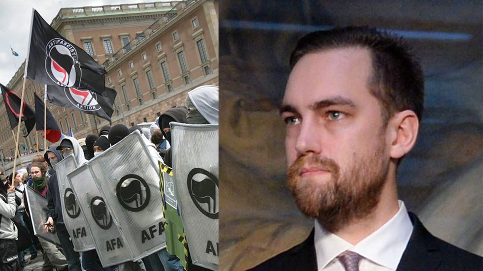 Martin Fredriksson, till höger, tidigare aktiv i Antifascistisk aktion och Researchgruppen har avslöjat att han också har varit avlönad Säpo-informatör.