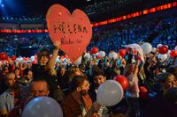 Publikhavet vid Melodifestivalens första deltävling på Malmö Arena.