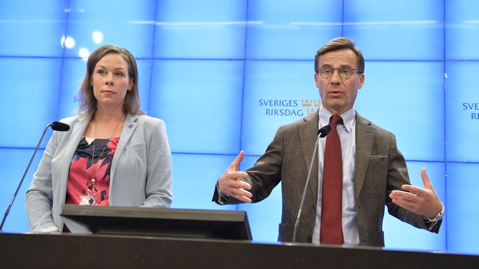 Moderaternas migrationspolitiska talesperson Maria Malmer Stenergard och partiledare Ulf Kristersson.