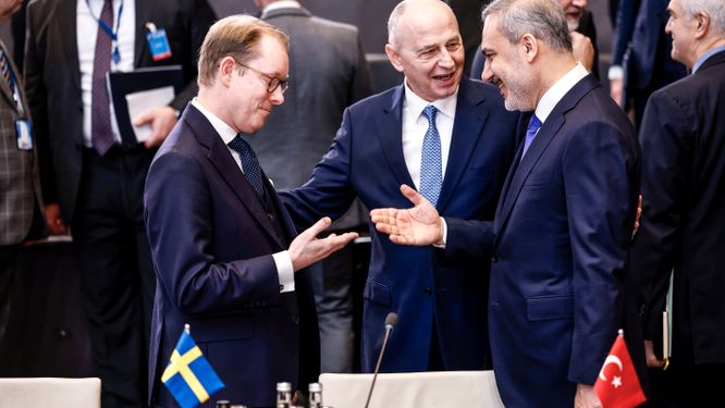 Gammalt groll lagt åt sidan. Sveriges utrikesminister Tobias Billström med den turkiske kollegan Hakan Fidan.