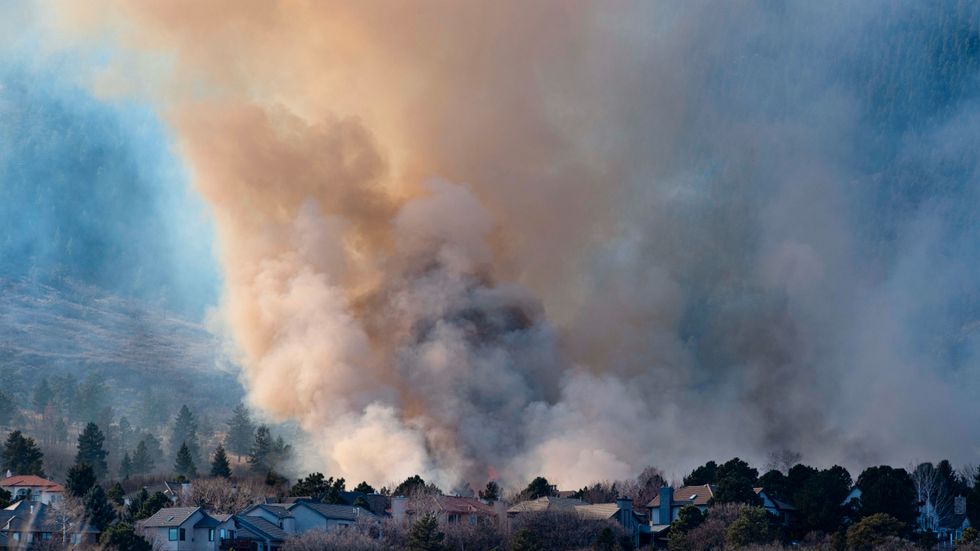 En skogsbrand i Colorado i USA i november. Arkivbild.