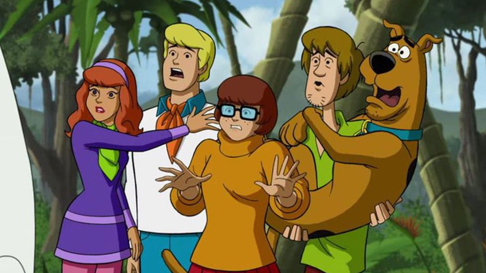 Mysterieälskarna Daphne, Fred, Velma, Shaggy och Scooby-Doo.
