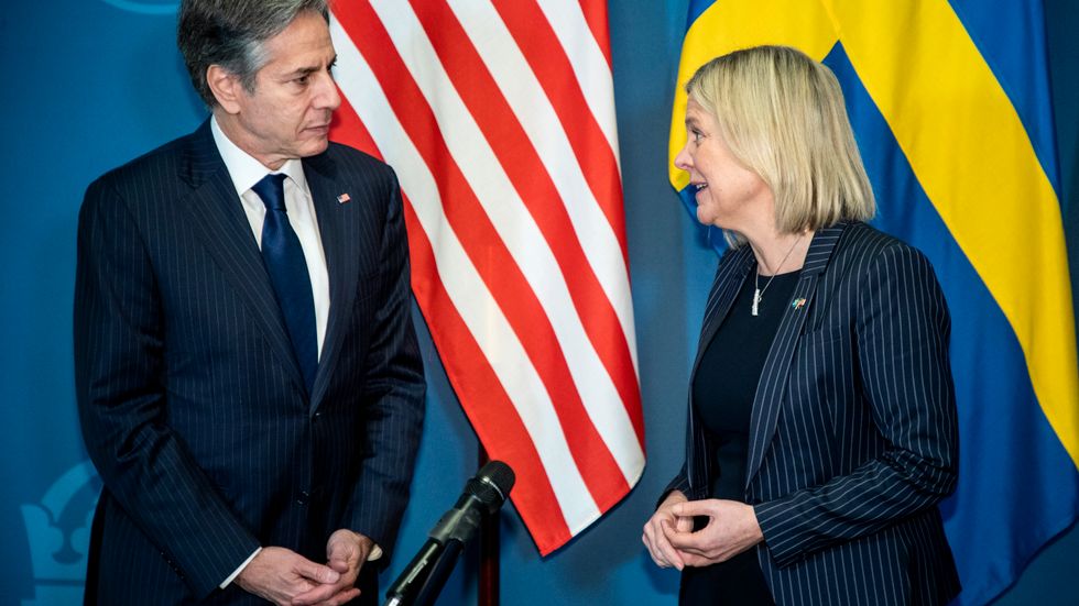 Statsminister Magdalena Andersson (S) tog emot USA:s utrikesminister Antony Blinken i samband med OSSE-mötet.