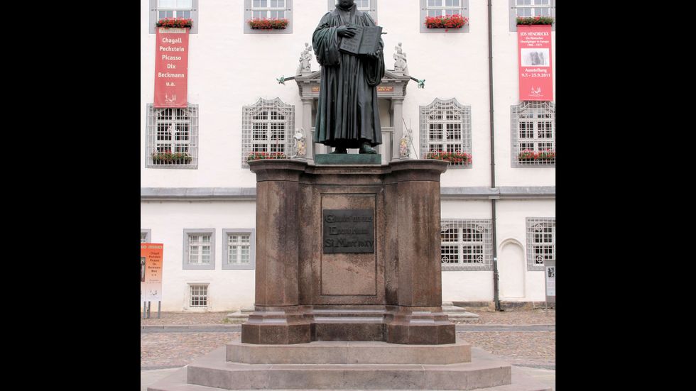 Martin Luther-staty i Wittenberg.