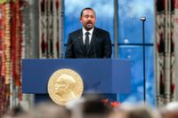 Etiopiens premiärminister Abiy Ahmed tar emot Nobels fredspris 2019 i Oslo.