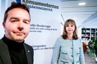 Stefan Thelenius, pensionsspecialist, och Carita Lindborg, jurist, på Konsumenternas försäkringsbyrå. 