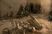 SDF-styrkor i al-Baghuz. Arkivbild.