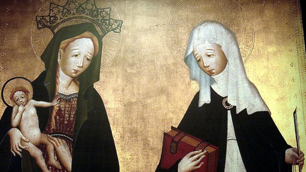Jungfru Maria och Den heliga Birgitta.