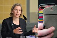 Miljöministern Karolina Skog (MP) vill se utökade importstopp till EU för farliga plastkemikalier. På bilden till höger mobilskal som kan innehålla höga gifthalter.