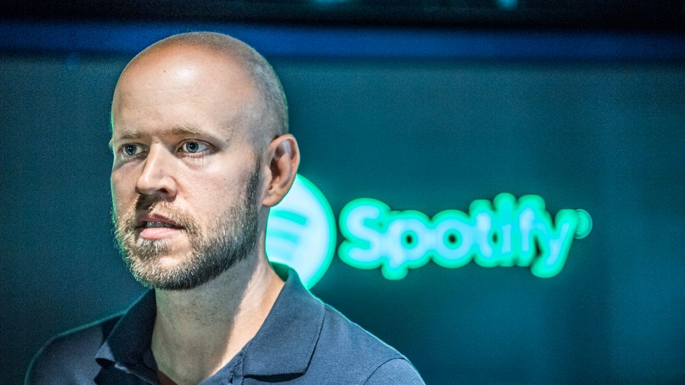 Spotifys grundare Daniel Ek meddelar nyheter vid ett förinspelat framträdande. Arkivbild.