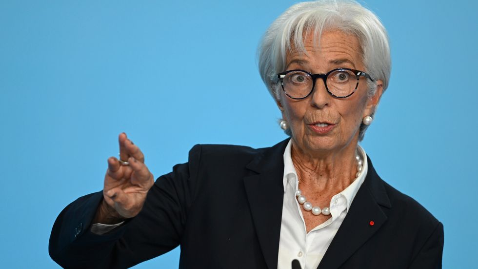 Något lägre inflation i stora euroländer som Tyskland och Spanien minskar på trycket på Euroepiska centralbanken (ECB) – med Christine Lagarde som chef – att fortsätta med stora räntehöjningar. Arkivbild.