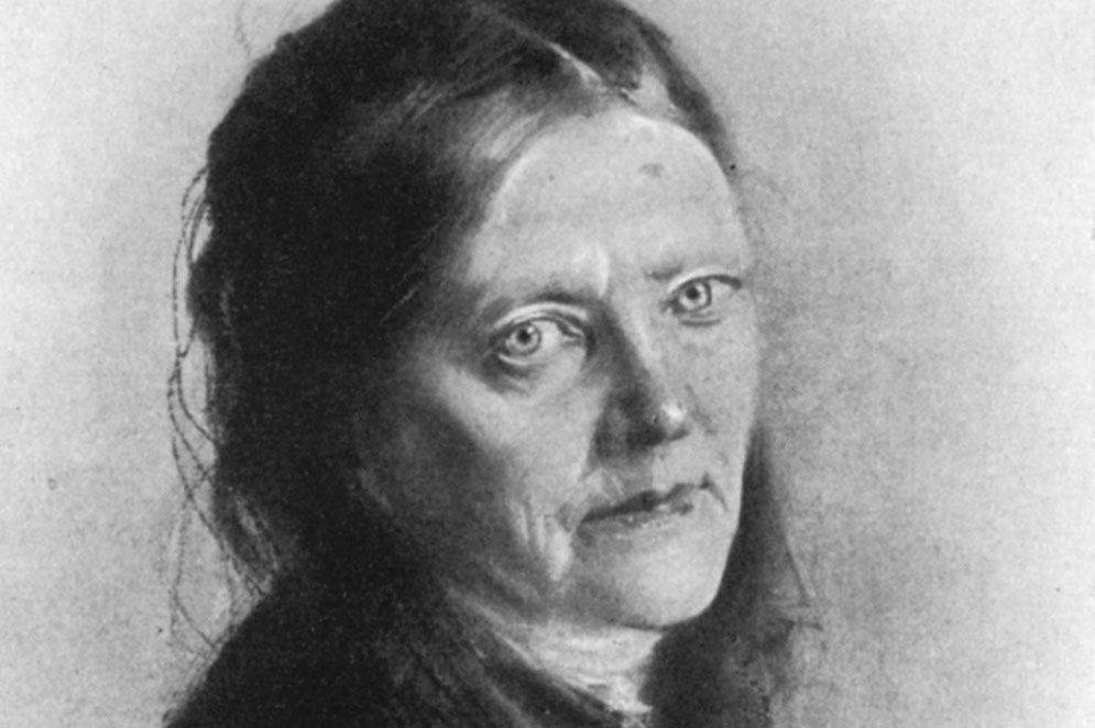 Malwida von Meysenbug, den första kvinnan som nominerades till Nobelpriset (1901). Teckning av Franz von Lenbach, 1890.