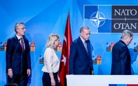 Natomötet i Madrid med Jens Stoltenberg, Magdalena ­Andersson, Recep Tayyip Erdogan, och Sauli Niinisto 28 juni 2022.