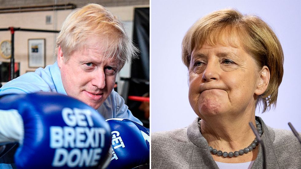Boris Johnson och Angela Merkel.