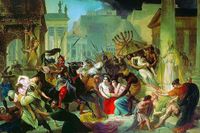 Vandalerna med Geiserik i spetsen plundrar Rom år 455. Målning av Karl Brjullov, 1833–36.