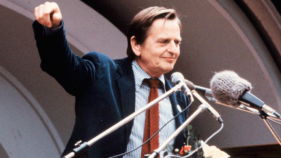 Olof Palme under ett tal 1979.