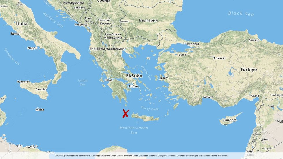 Ett skalv har inträffat utanför Kreta.