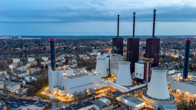 Det gasdrivna kraftverket Lichterfelde i Berlin.