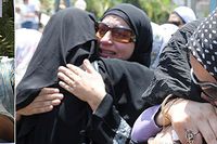Mordet på 31-åriga Marwa el-Sherbini i Dresden har rört upp sorg och ilska på flera håll i världen. Här bilder från Egypten i måndags.