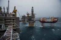 Det norska oljefältet Johan Sverdrup I Nordsjön. Norge drar nu ner oljeproduktionen från juni till årets slut. Arkivbild.