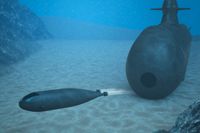 Den nya svenska ubåten A26 börjar byggas i dag. Så här kan det möjligen se ut när ubåten är färdig omkring 2022 och ligger på botten och släpper ut en mindre undervattensfarkost.