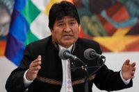 Bolivias president Evo Morales under en presskonferens på onsdagen.